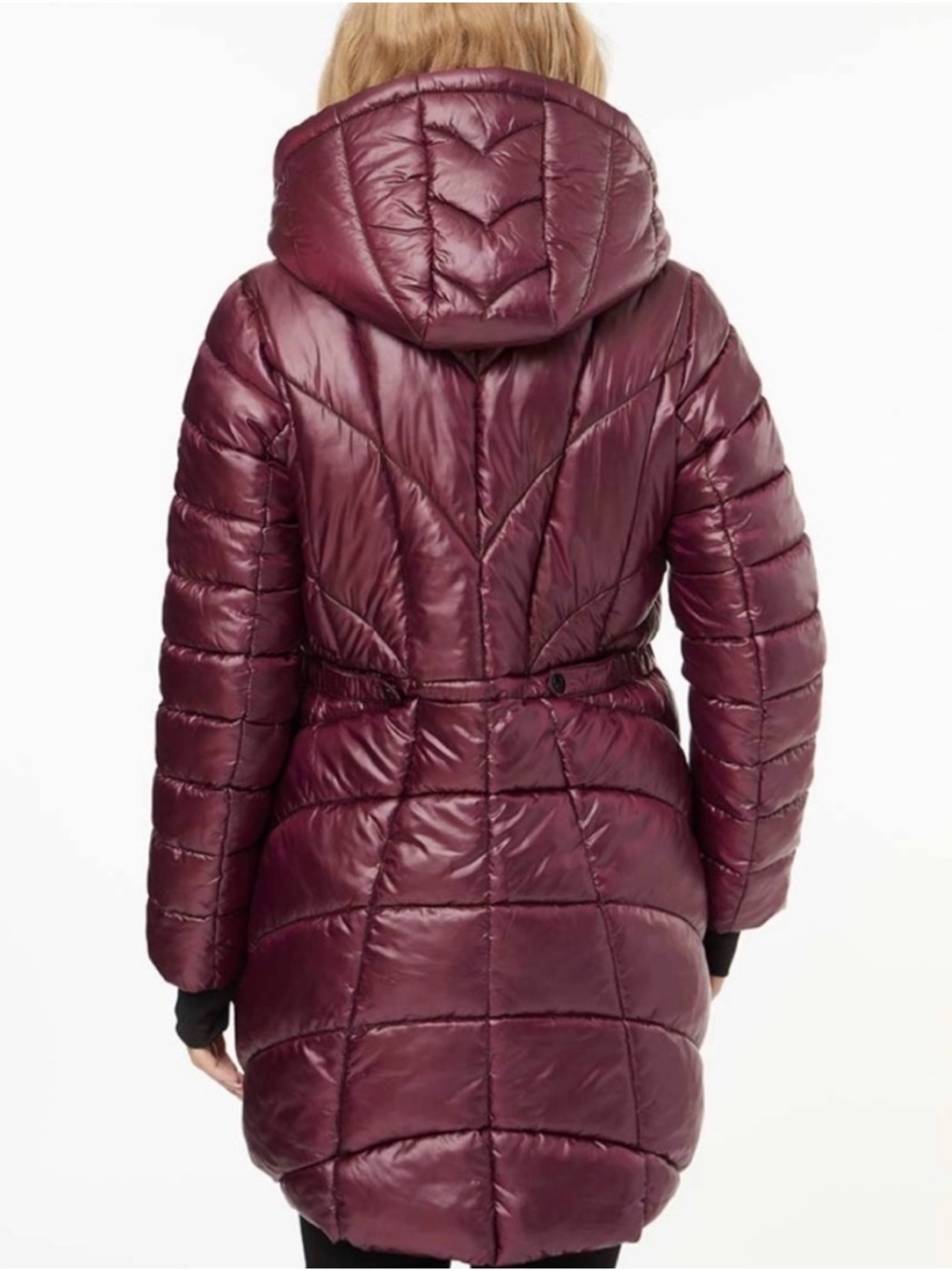 Jessica Simpson Quilted Hooded Puffer Coat - Cranberry - Picture 3 of 7
